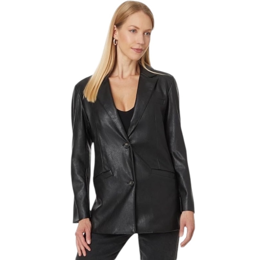 VTG. LUCKY LEATHER CO BLACK BLAZER JACKET SIZE XL